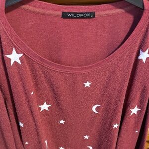 Wildfox Wine Red Star & Moon Graphic Tee